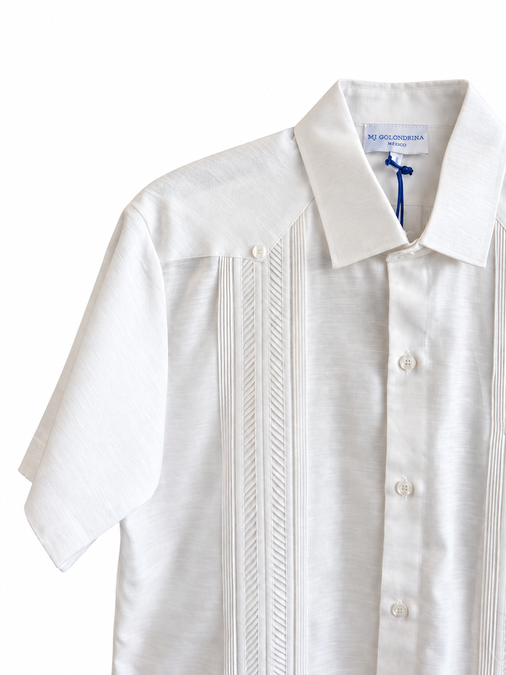 Plumilla Men's White Short Sleeve Guayabera