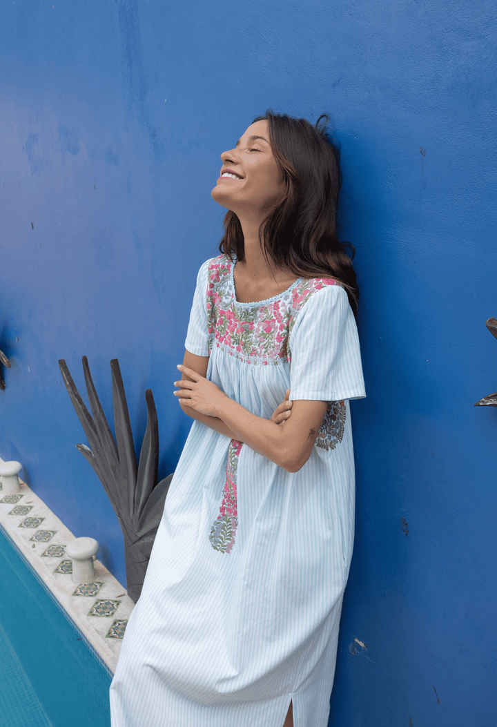 Liliana Midi Dress Dress Liliana Teal Stripe Midi Dress Liliana Teal Stripe Midi Dress