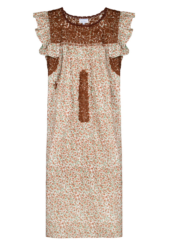 Soledad Café Floral Midi Dress