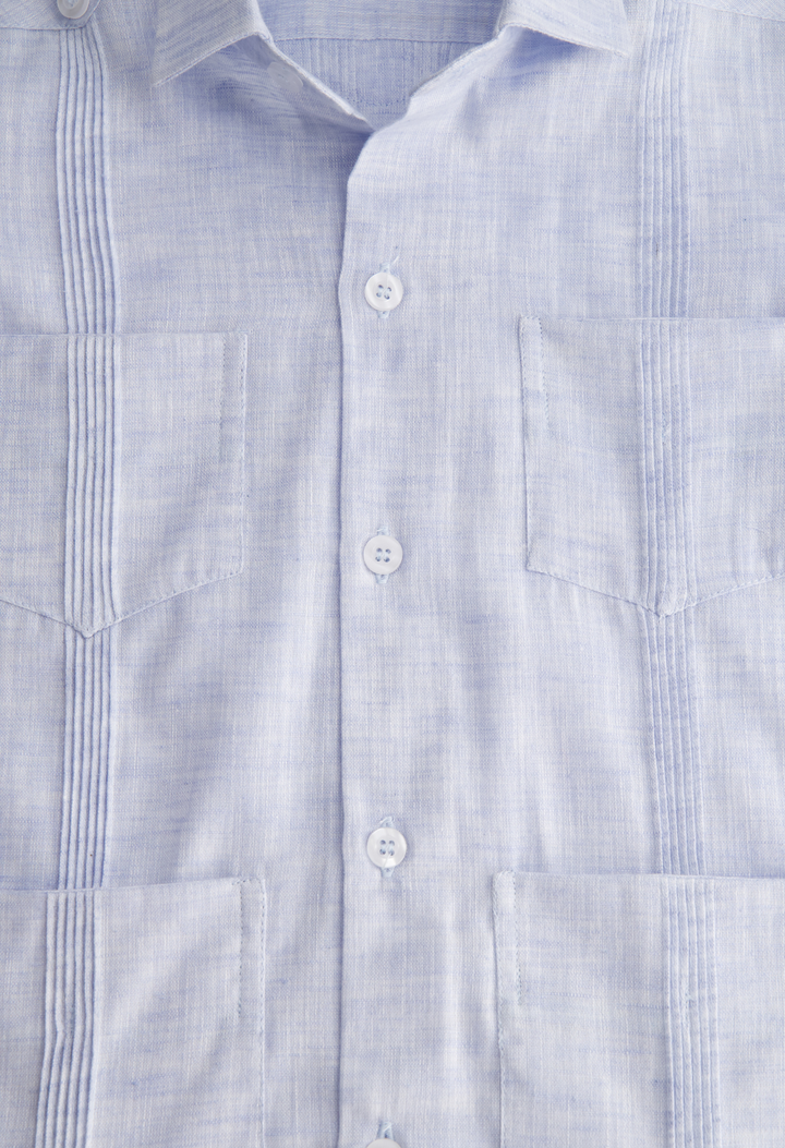 Classic Round Edge Guayabera Men's Guayabera Classic Men's Light Blue Round Edge Guayabera Classic Men's Light Blue Round Edge Guayabera