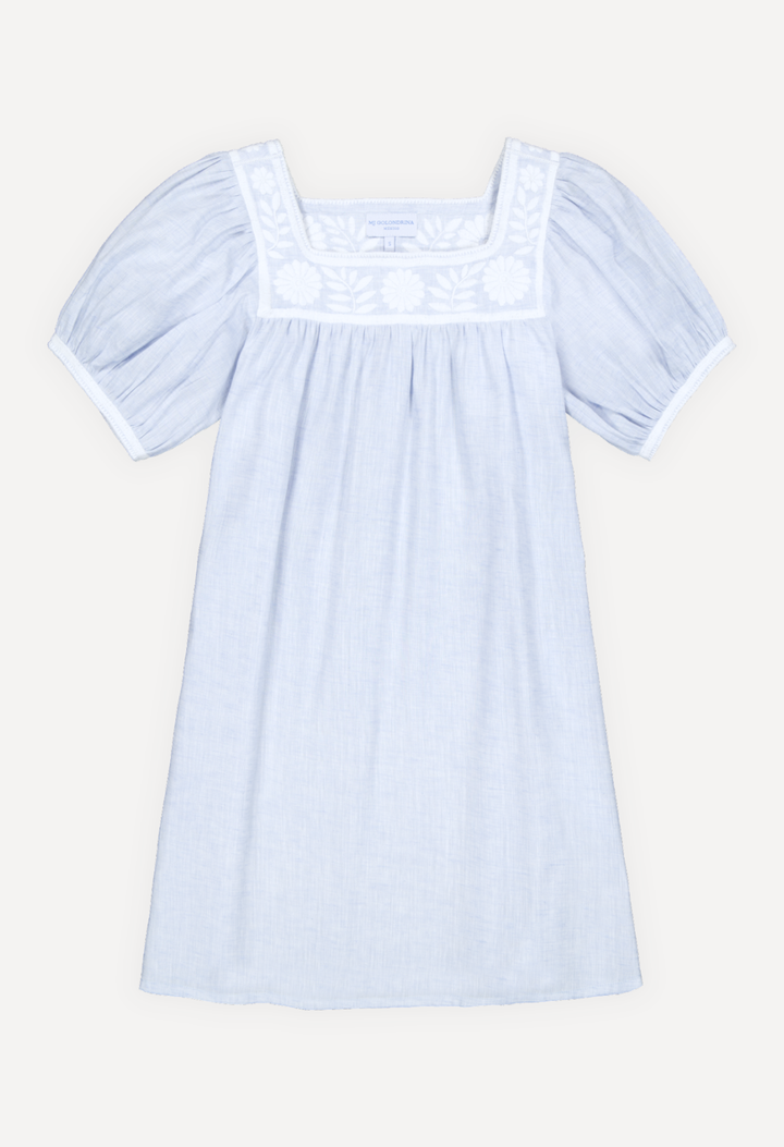 Maria Short Dress Dress Maria Light Blue and White Short Dress Maria Light Blue and White Short Dress