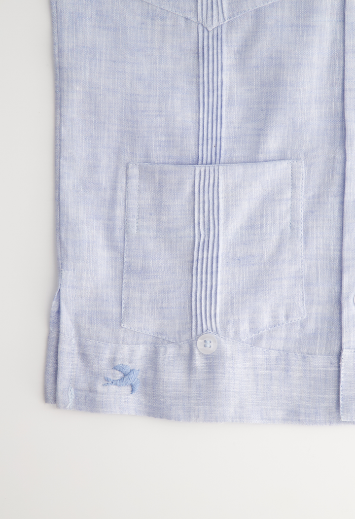 Classic Men's Light Blue Round Edge Guayabera – Mi Golondrina
