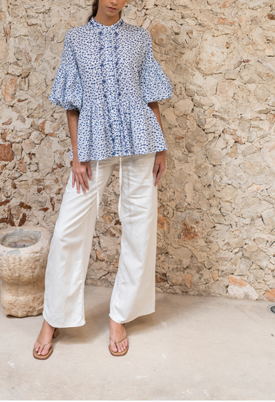 Francisca Blue Floral Blouse