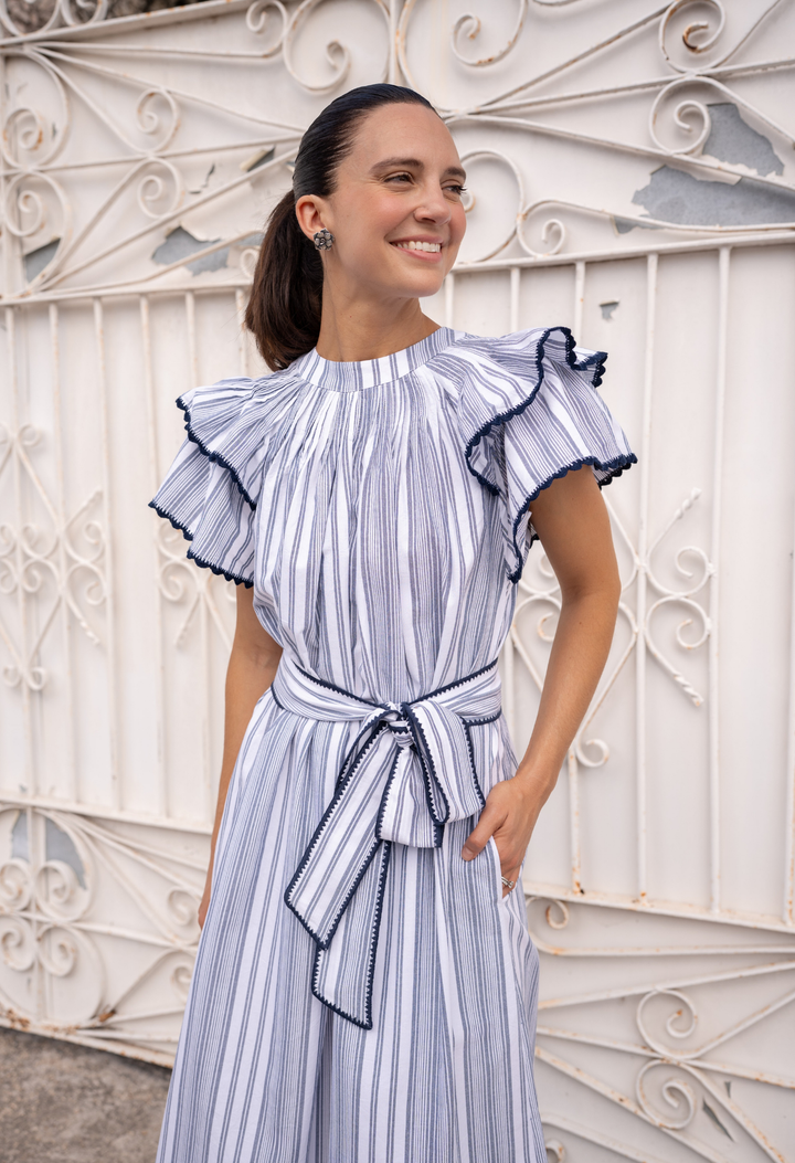 Aranza Rayas Azules Midi Dress