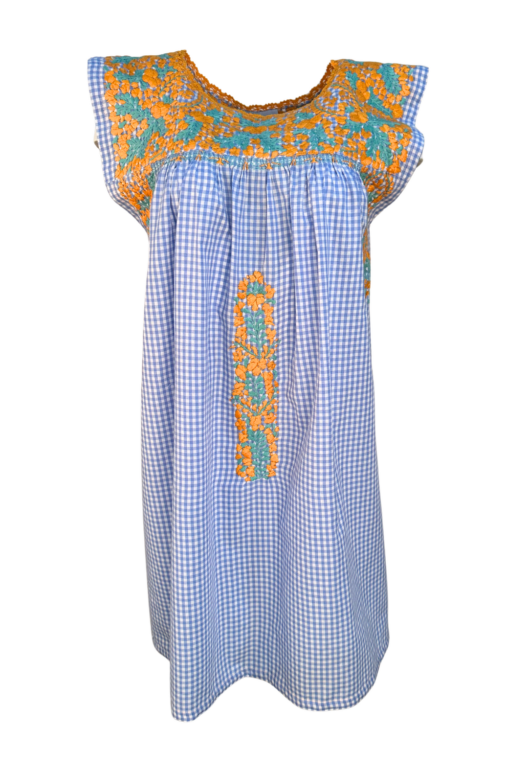 Gingham Azul y Menta Short Dress