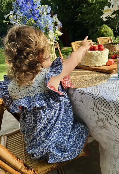 Selena Girl's Dress Childrens Selena Blue Floral Girl's Dress Selena Blue Floral Girl's Dress