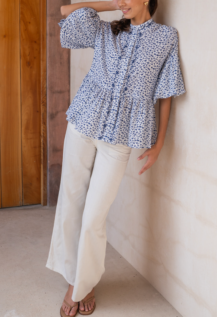 Francisca Blue Floral Blouse