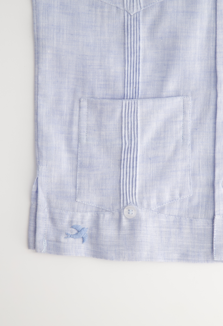 Classic Boy Guaybaera Childrens Classic Boy Light Blue Square Edge Guayabera Classic Boy Light Blue Square Edge Guayabera