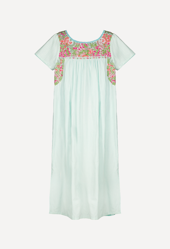 Liliana Midi Dress Dress Liliana Teal Stripe Midi Dress Liliana Teal Stripe Midi Dress | Mi Golondrina