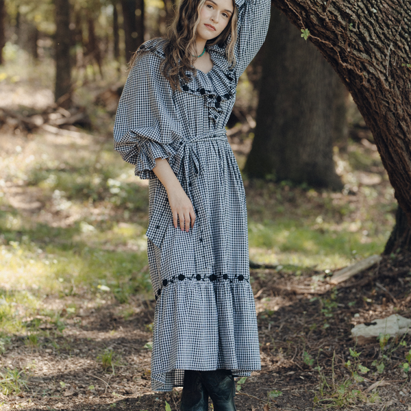 Black Gingham Josephina Midi Dress | Mi Golondrina