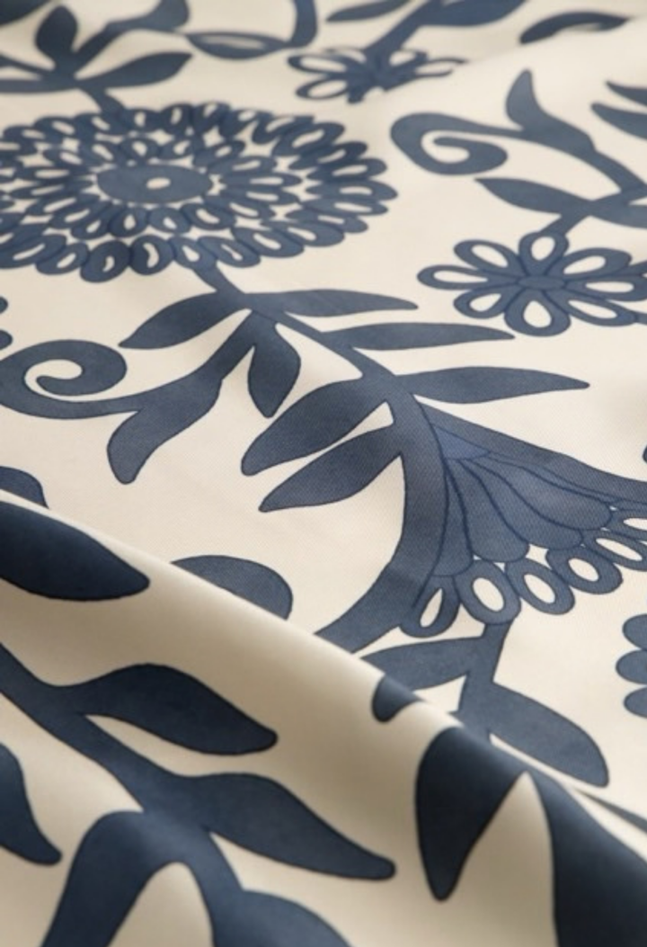 Silk Scarf Silk Scarf One Size Blue and Ivory Silk Scarf Blue and Ivory Silk Scarf