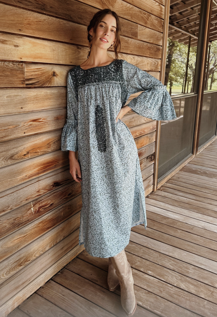 Leona Azul Floral Midi Dress | Mi Golondrina Small Leona Azul Floral Midi Dress | Mi Golondrina Small