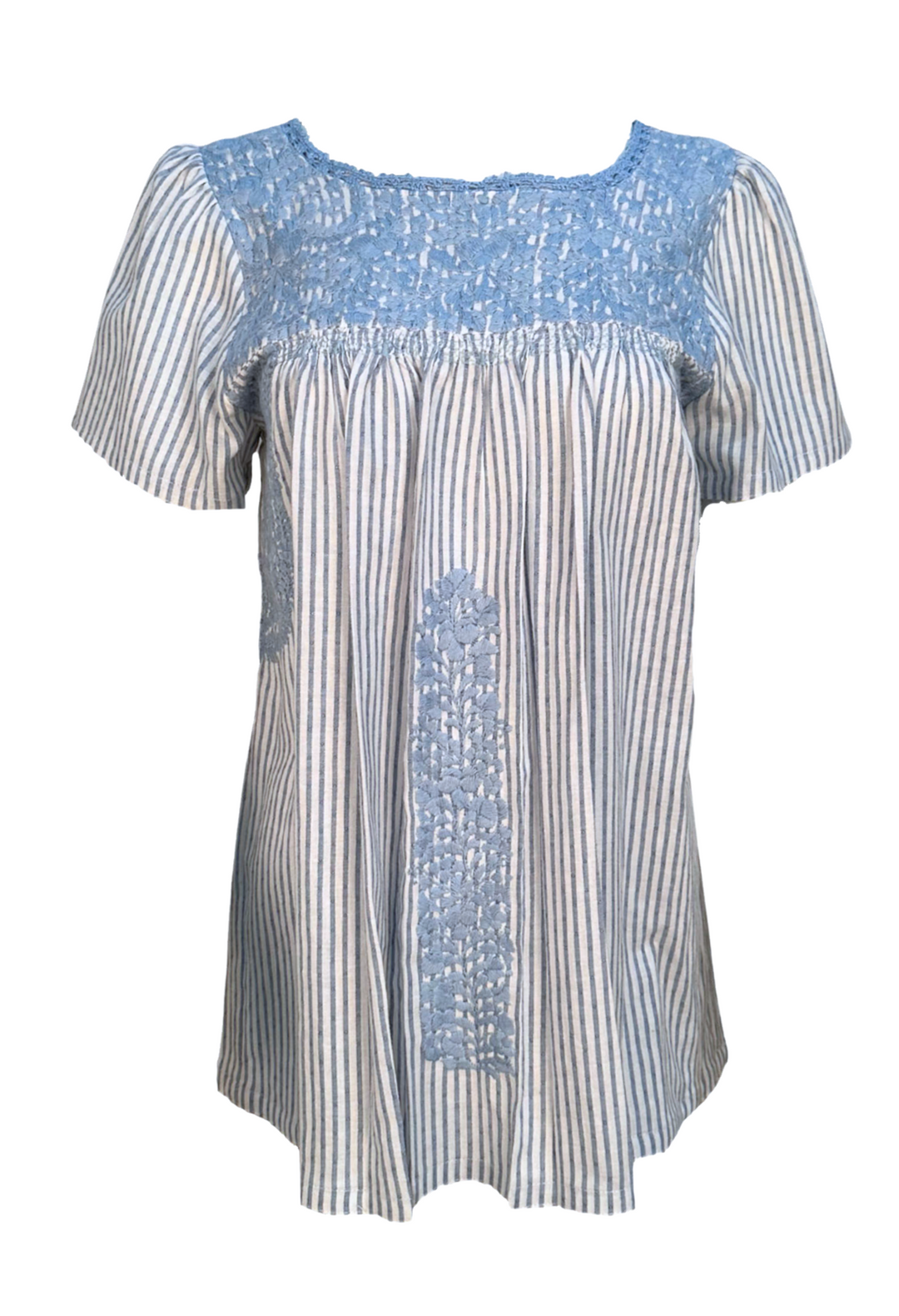 Liliana Azul Claro Rayas Blouse
