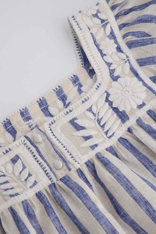 Maria Botones Rayas Azules Blouse