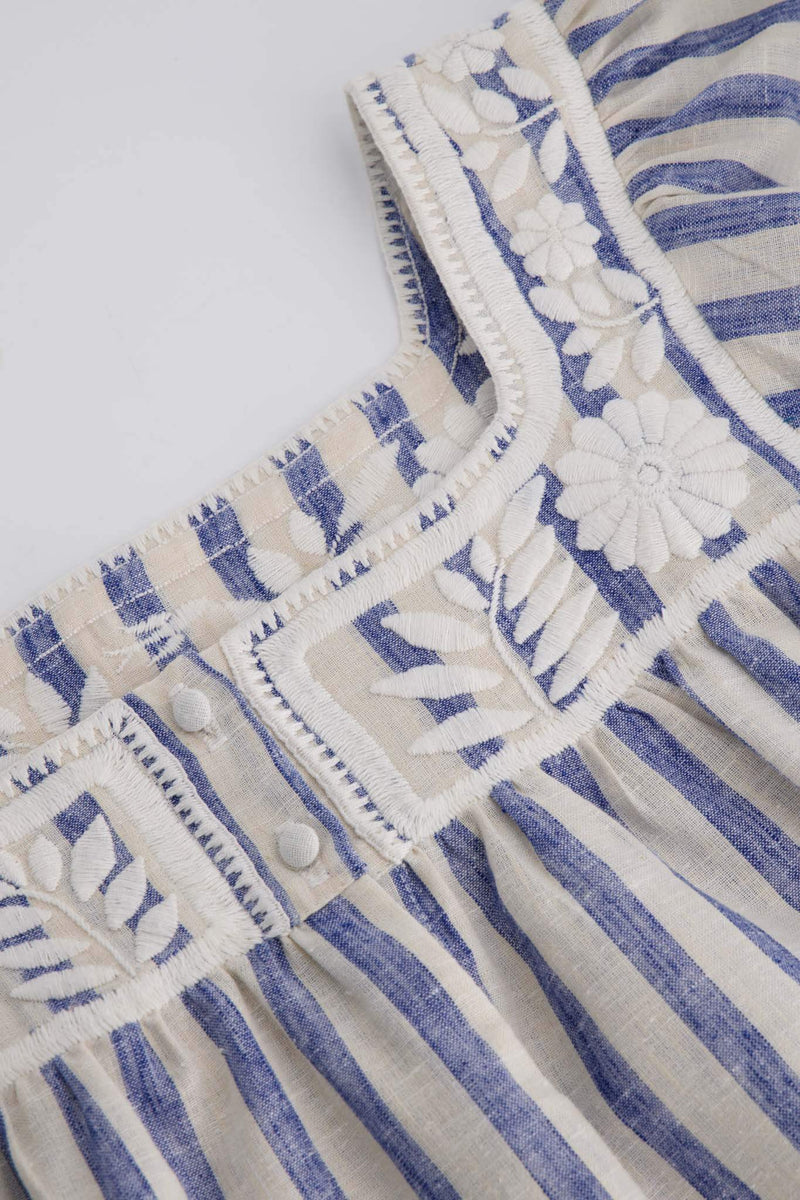 Maria Botones Rayas Azules Blouse