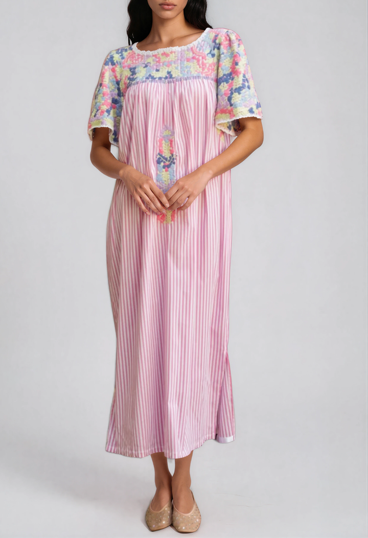 Julieta Specialty Midi Dress Dress Julieta Pink Stripe Midi Dress Julieta Pink Stripe Midi Dress | Mi Golondrina
