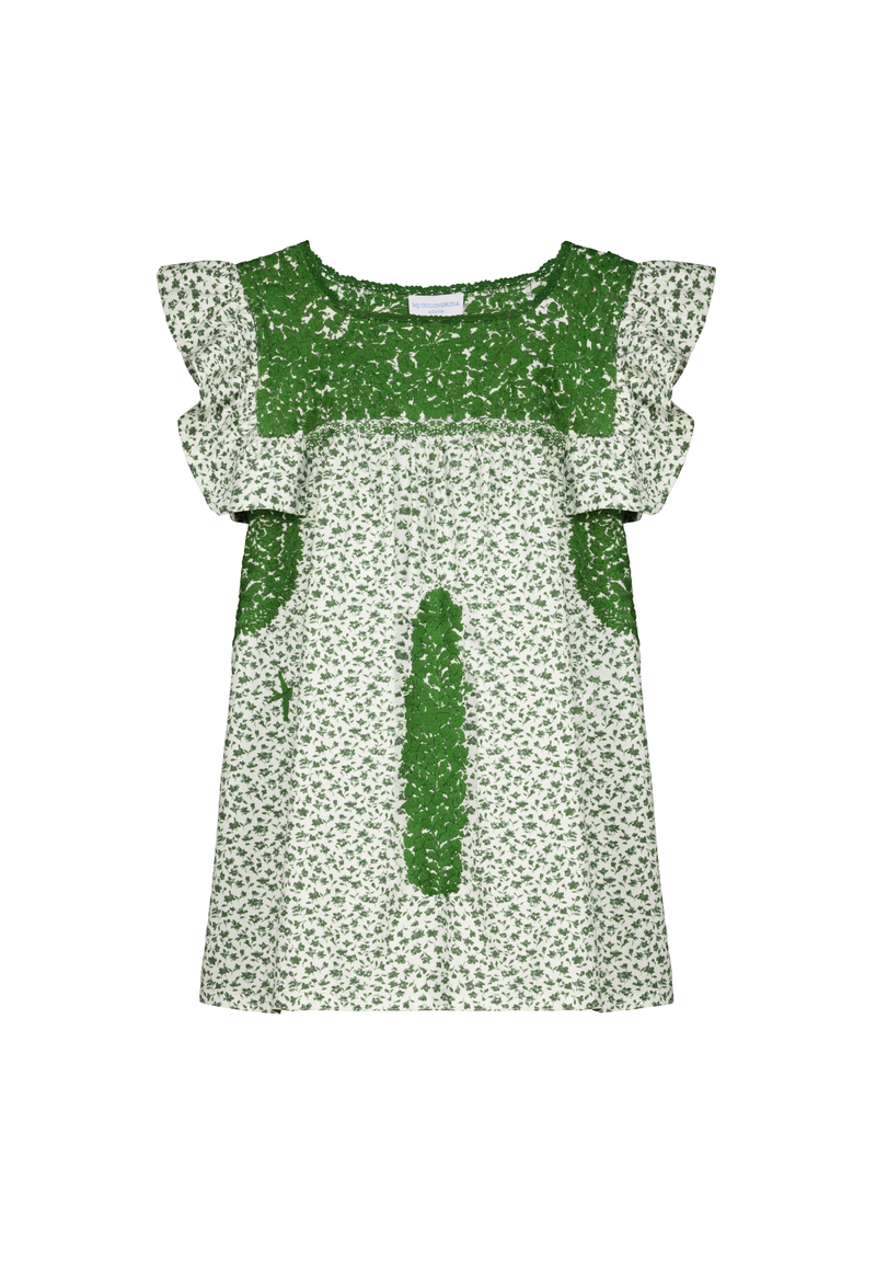 Soledad Green Floral Blouse