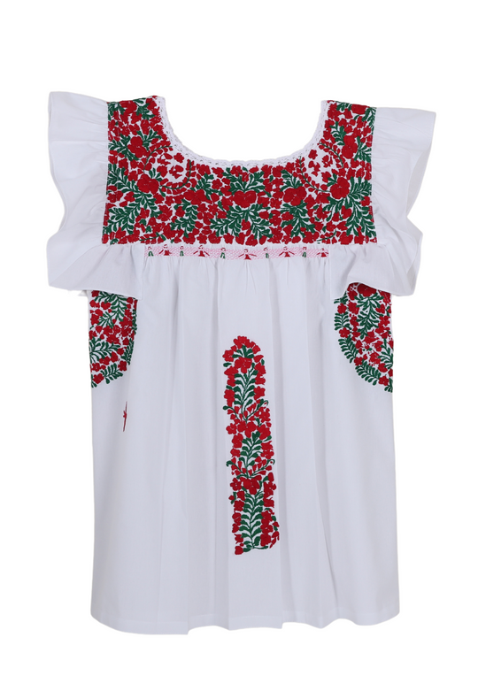 Soledad Blanca con Verde y Rojo Floral