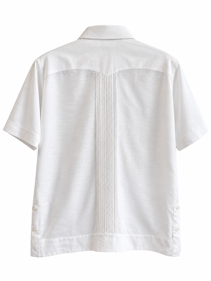 Plumilla Men's White Short Sleeve Guayabera