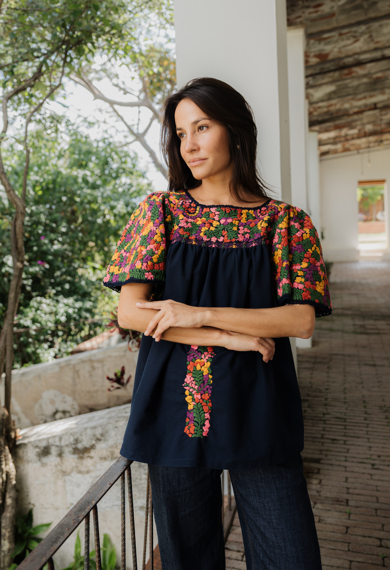 Julieta Blouse Blouse Julieta Navy Harvest Floral Blouse Julieta Navy Harvest Floral Blouse