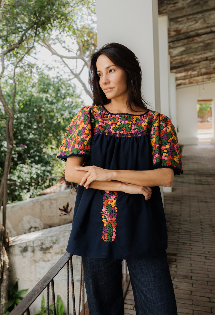 Julieta Blouse Blouse Julieta Navy Harvest Floral Blouse Julieta Navy Harvest Floral Blouse