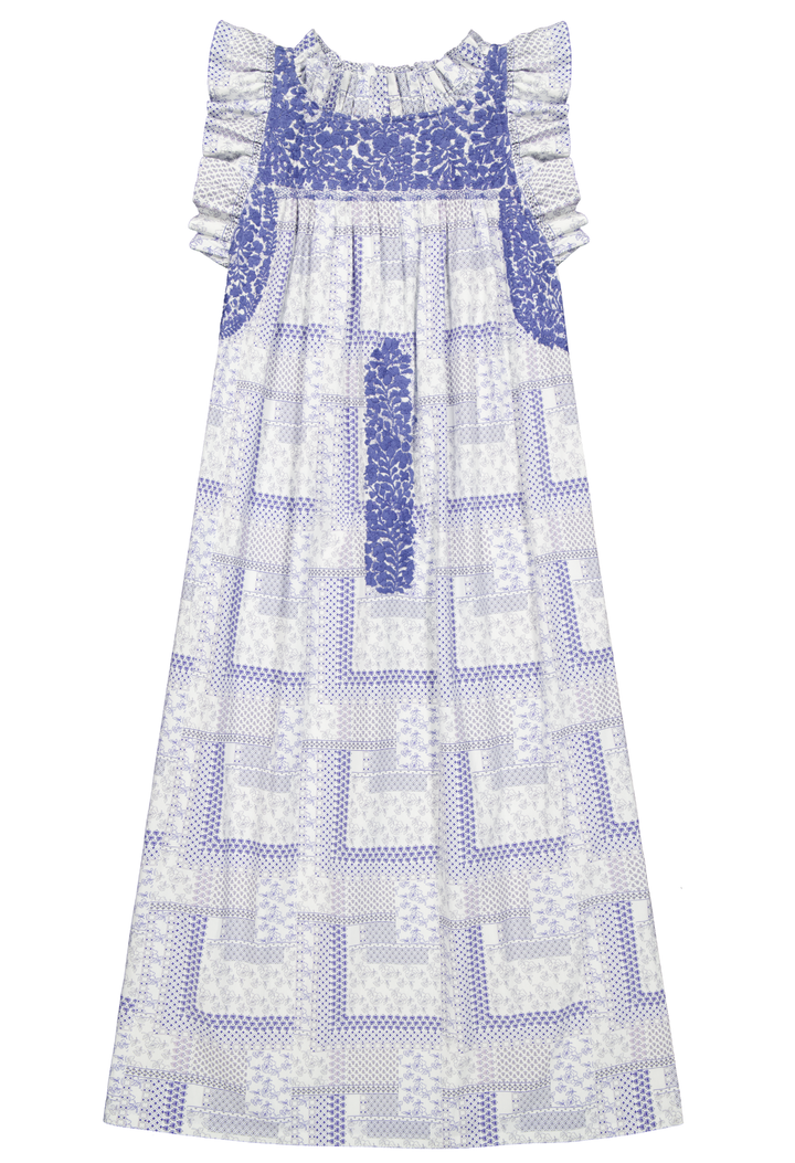 Olivia Midi Dress Dress Olivia Blue Floral Block Print Midi Dress Olivia Blue Floral Block Print Midi Dress