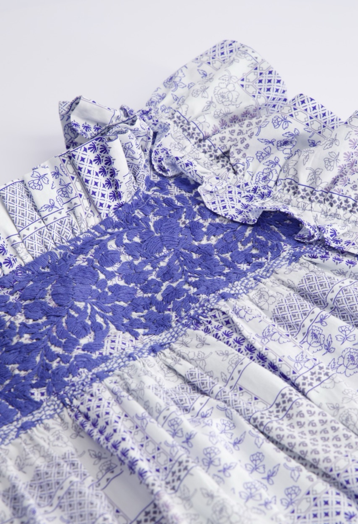 Olivia Midi Dress Dress Olivia Blue Floral Block Print Midi Dress Olivia Blue Floral Block Print Midi Dress