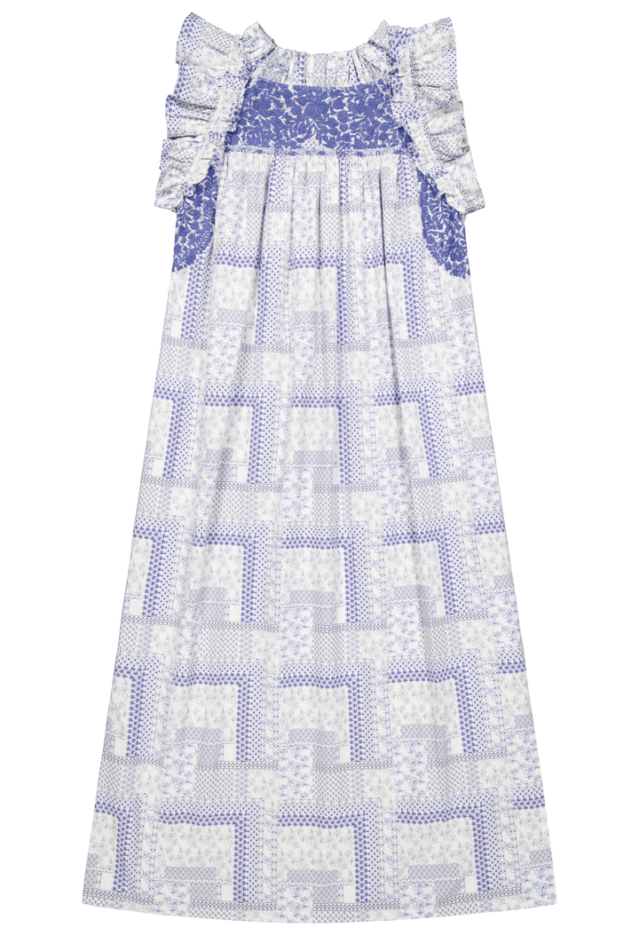 Olivia Midi Dress Dress Olivia Blue Floral Block Print Midi Dress Olivia Blue Floral Block Print Midi Dress