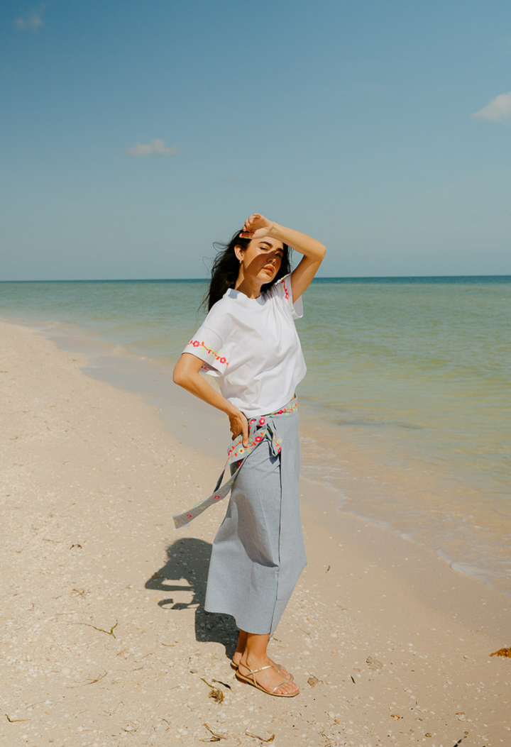 Chiapas Wrap Skirt Skirt One Size Chambray and Neon Wrap Skirt Chambray and Neon Wrap Skirt