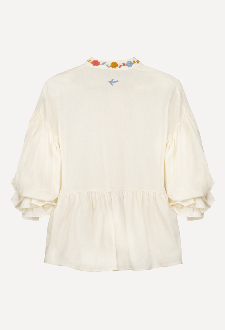 Francisca Blouse Blouse Francisca Ivory, Coral, and Blue Blouse Francisca Cream Blouse | Mi Golondrina