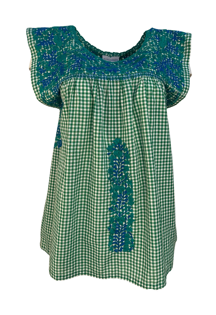 Gingham Verde y Azul Blouse