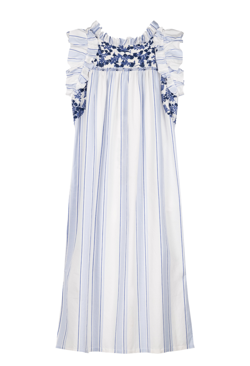 Olivia Rayas Azules Midi Dress