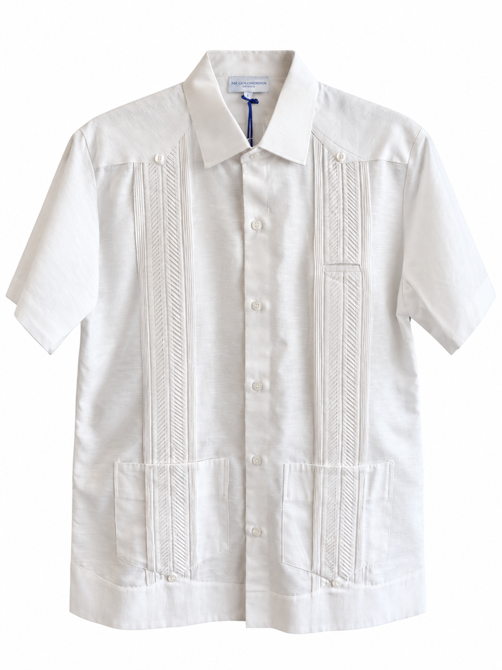 Plumilla Men's White Short Sleeve Guayabera
