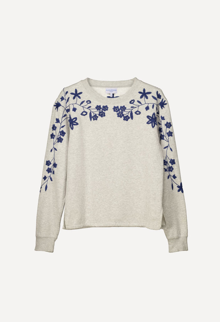 Sweatshirt Sweatshirt Grey and Blue Embroidered Sweatshirt Embroidered Sweatshirt | Hand-Stitched Cotton | Mi Golondrina