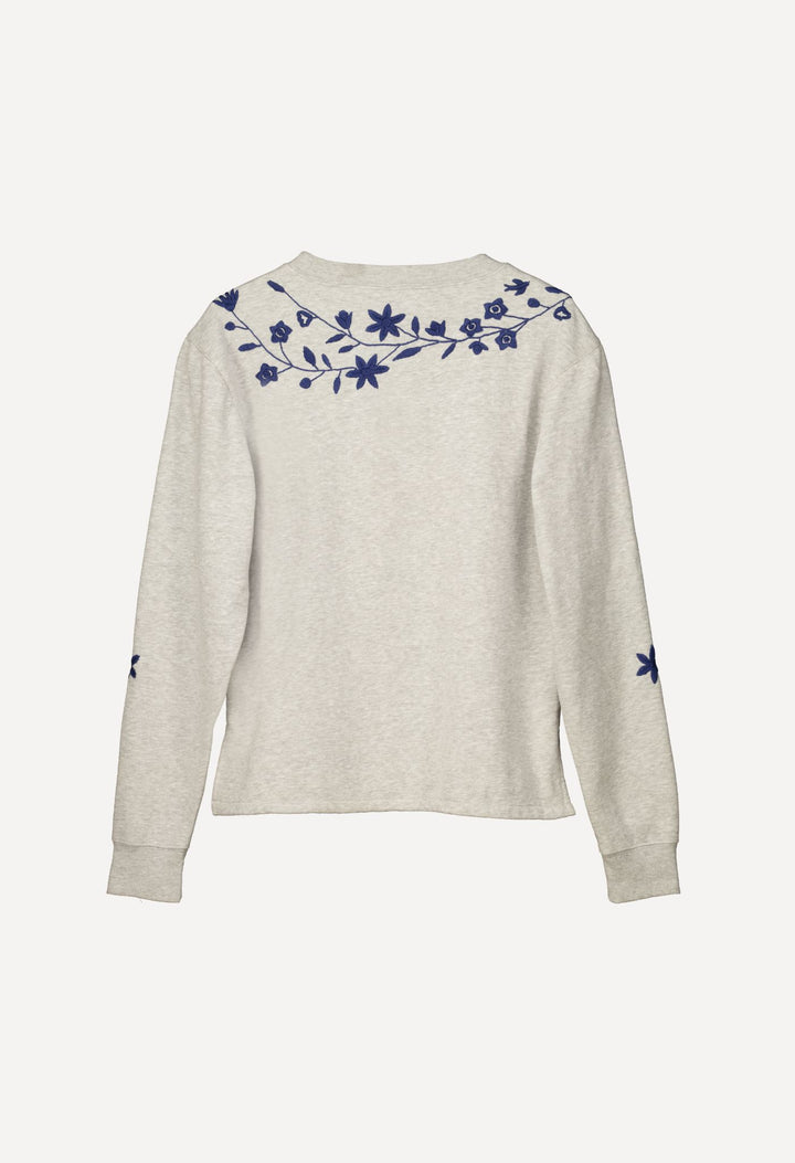 Sweatshirt Sweatshirt Grey and Blue Embroidered Sweatshirt Embroidered Sweatshirt | Hand-Stitched Cotton | Mi Golondrina