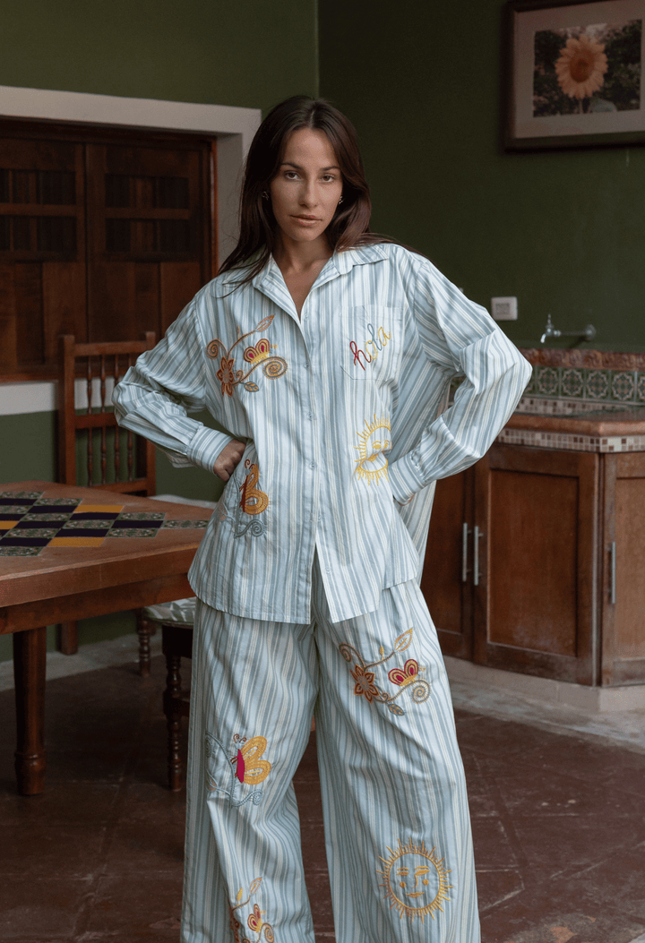 Paola Pants Pants Paola Teal Stripe Primavera Pant Paola Teal Stripe Primavera Pant