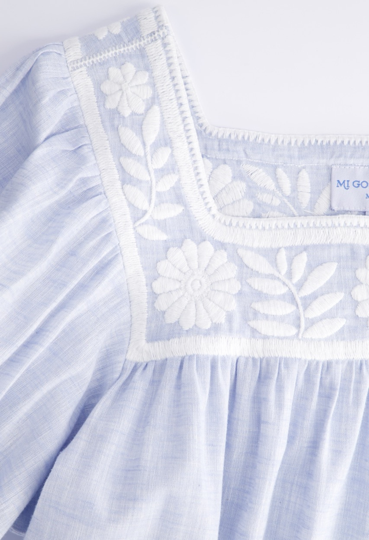 Maria Short Dress Dress Maria Light Blue and White Short Dress Maria Light Blue and White Short Dress