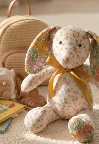 Embroidered Bunny Stuffed Animal Floral Embroidered Bunny Small Dove Vase | Mi Golondrina