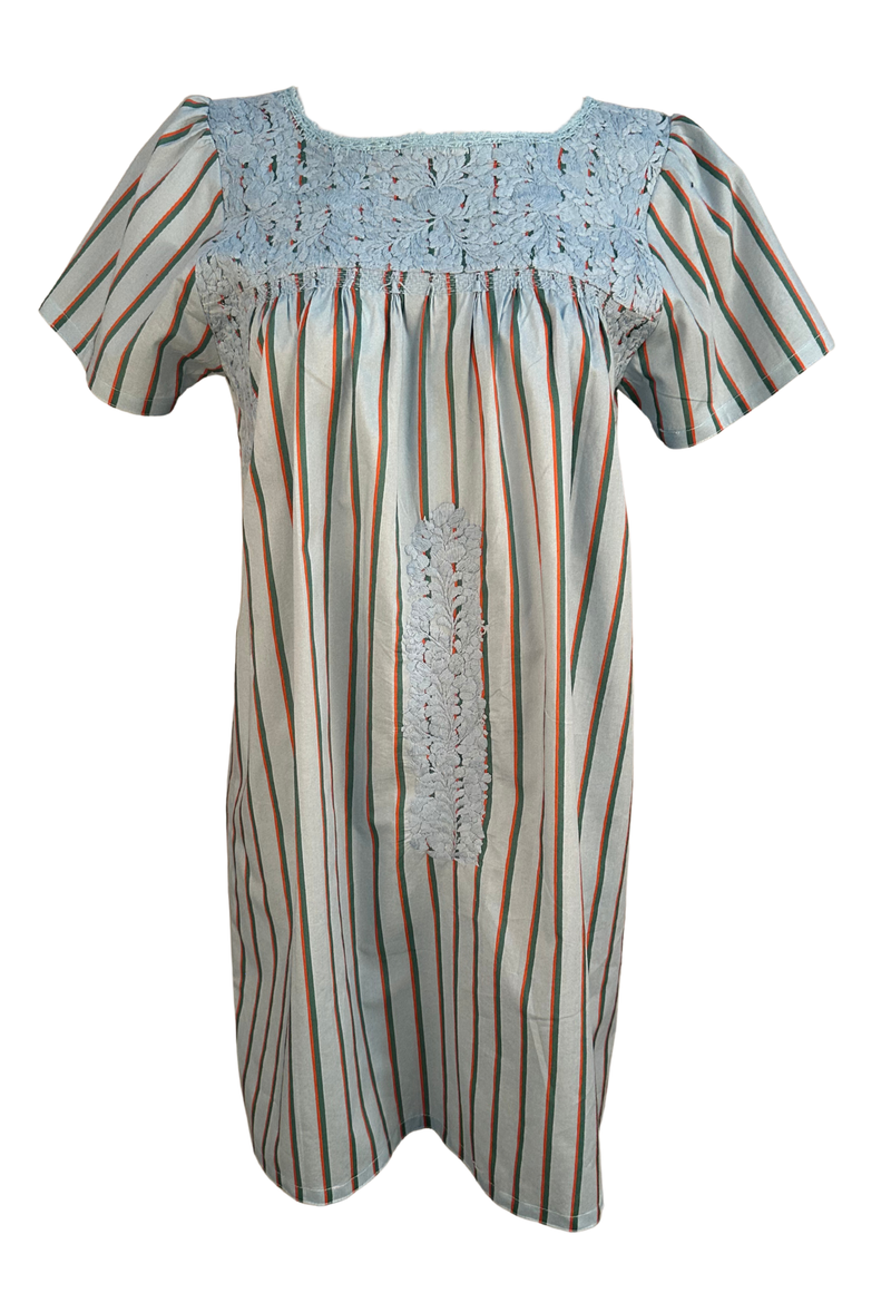 Liliana Light Blue Striped Short Dress