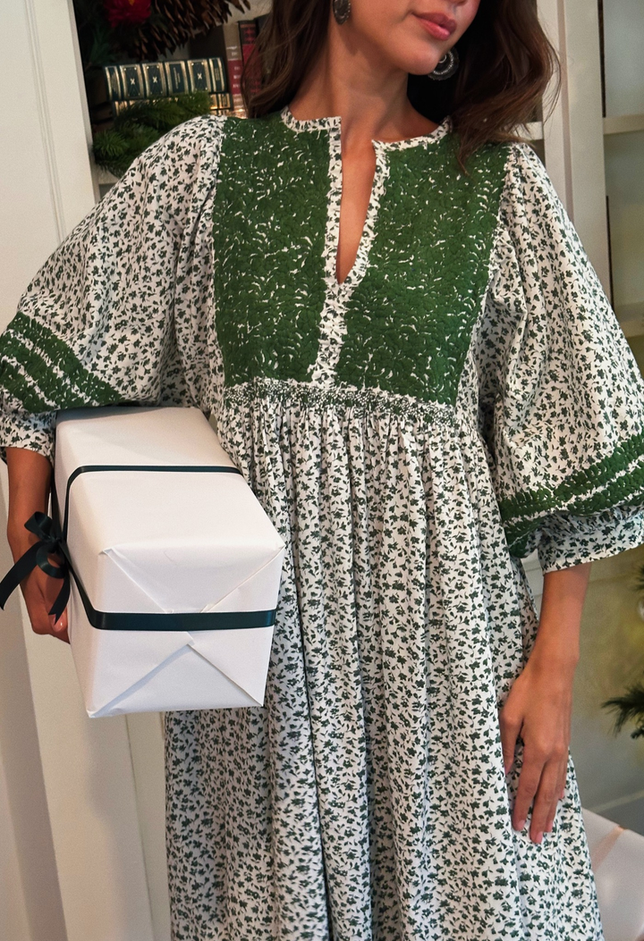 Violeta Green Floral Midi Dress | Mi Golondrina Violeta Green Floral Midi Dress | Mi Golondrina