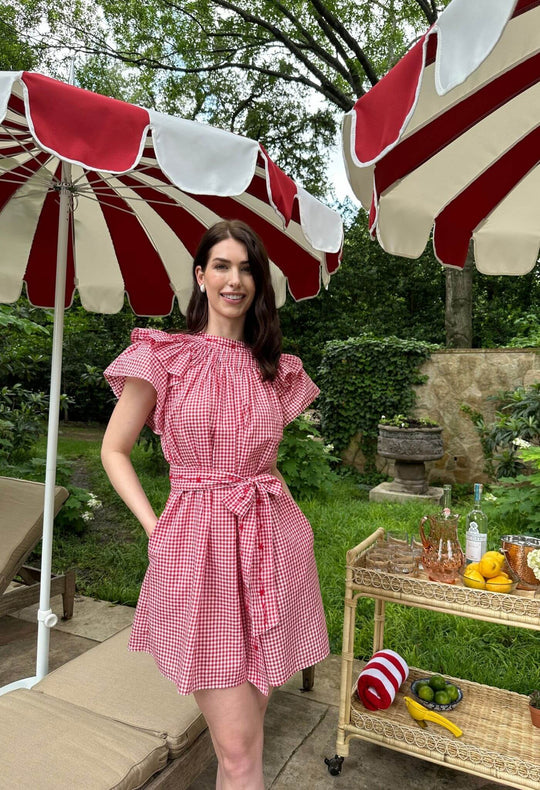 Aranza Roja Gingham Short Dress
