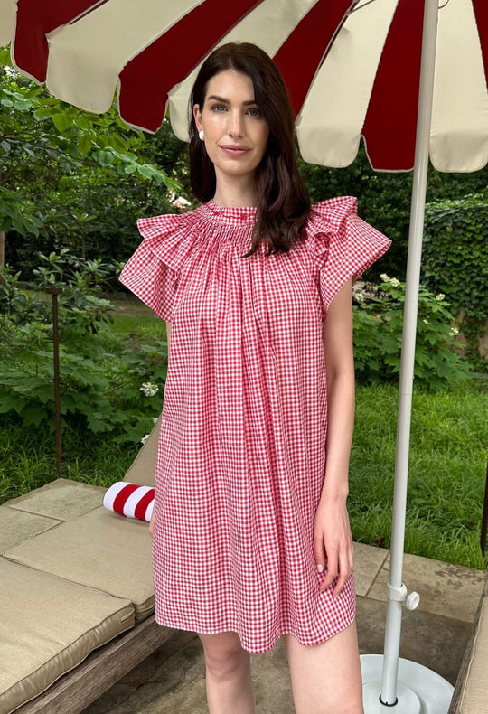 Aranza Roja Gingham Short Dress
