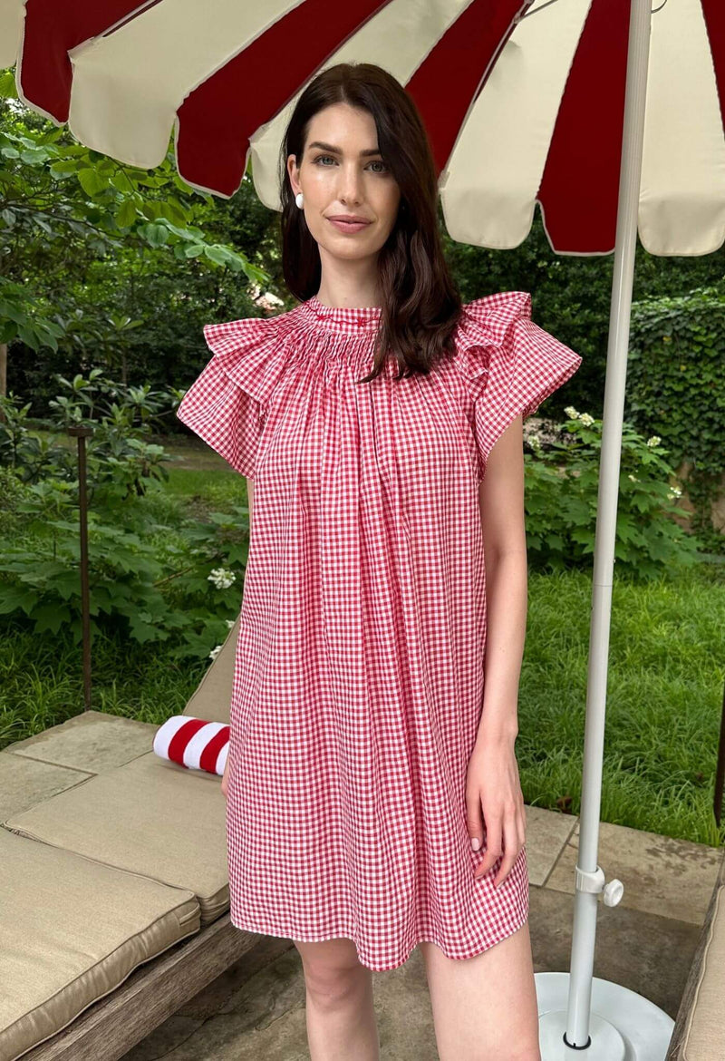 Aranza Roja Gingham Short Dress