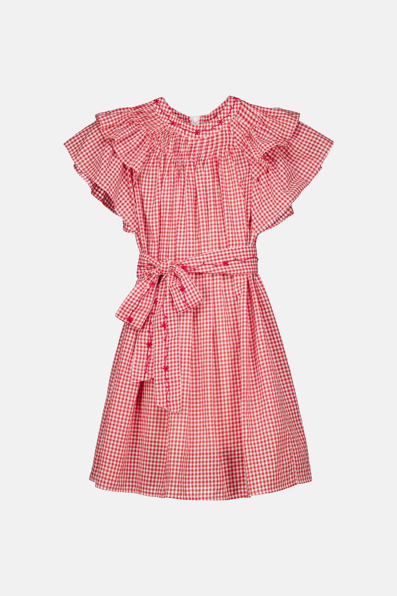 Aranza Roja Gingham Short Dress