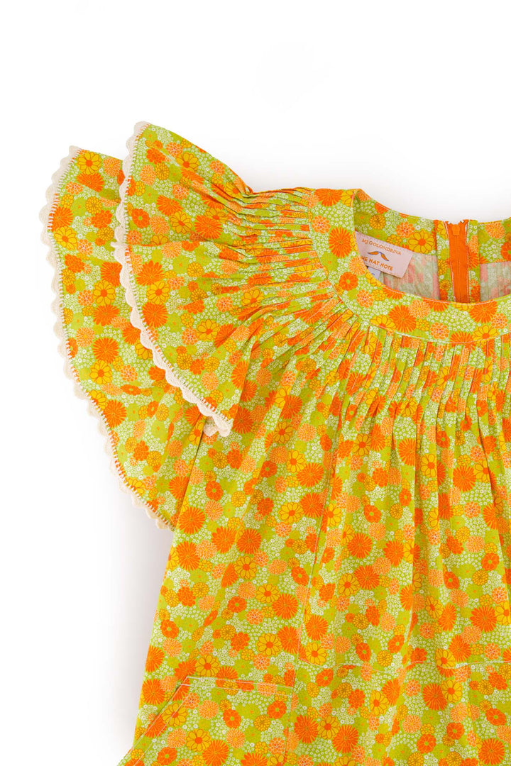 Aranza Yellow Floral Jumpsuit Ruffle Sleeve