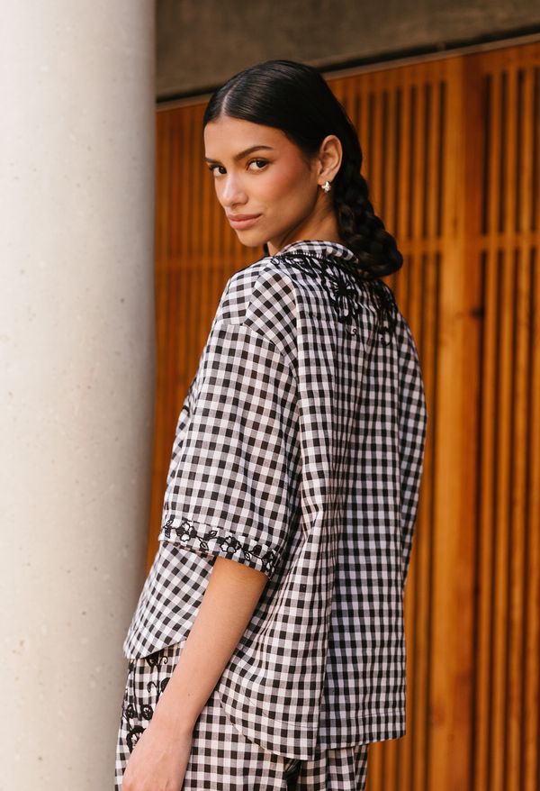 Paola Noche Gingham Blouse