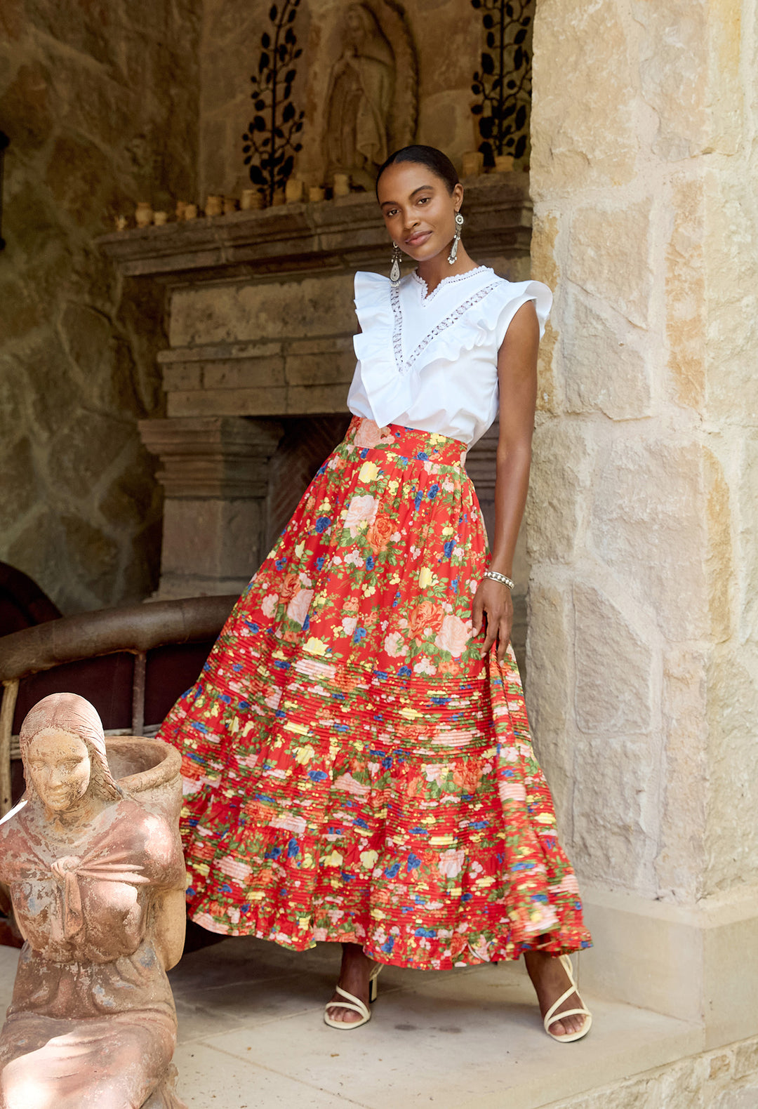 Falda Rojo Floral
