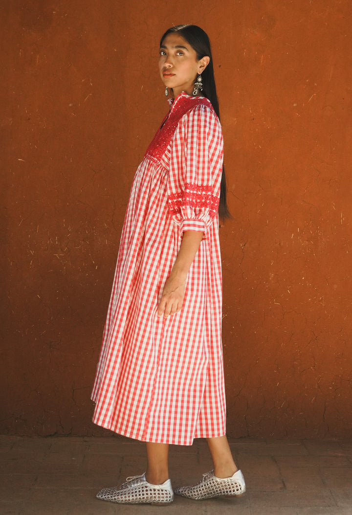 Violeta Long Dress Dress Violeta Gingham Rosa Violeta Gingham Rosa
