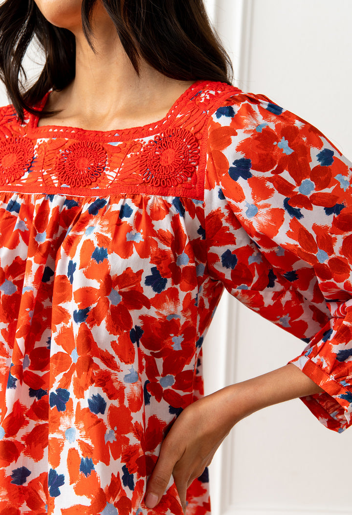 Marta Floral Rojo