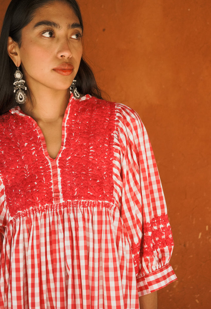 Violeta Long Dress Dress Violeta Gingham Rosa Violeta Gingham Rosa